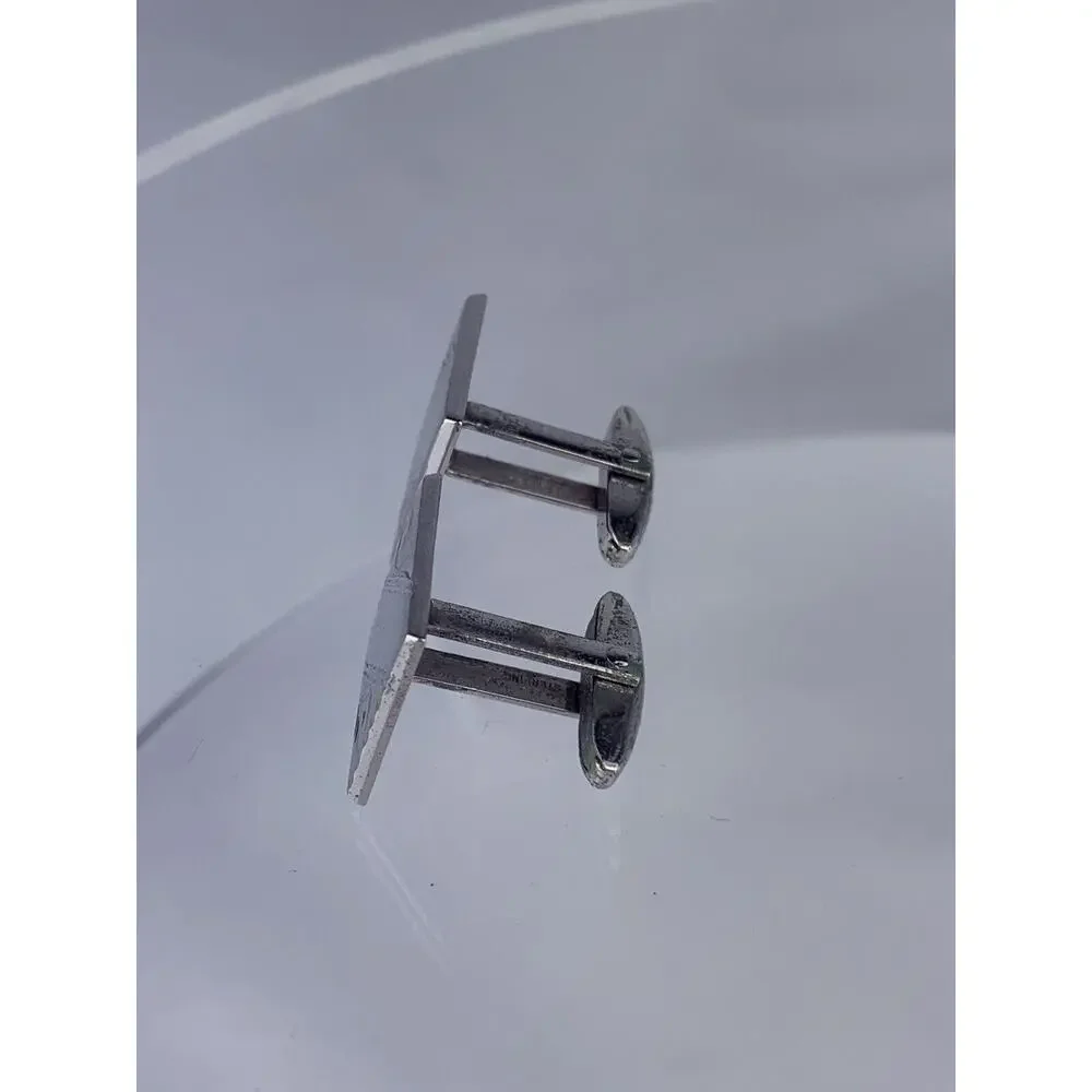 Simple Etched Scroll Sterling Silver Cufflinks Foster Formal Square Vintage